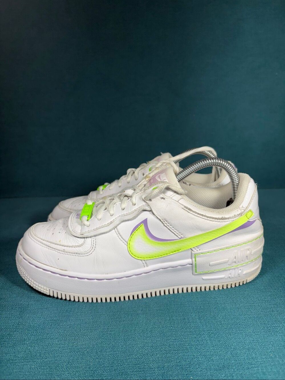Nike Air Force 1 Shadow Women's Size 8.5 White Volt Purple DD9684-100 Low